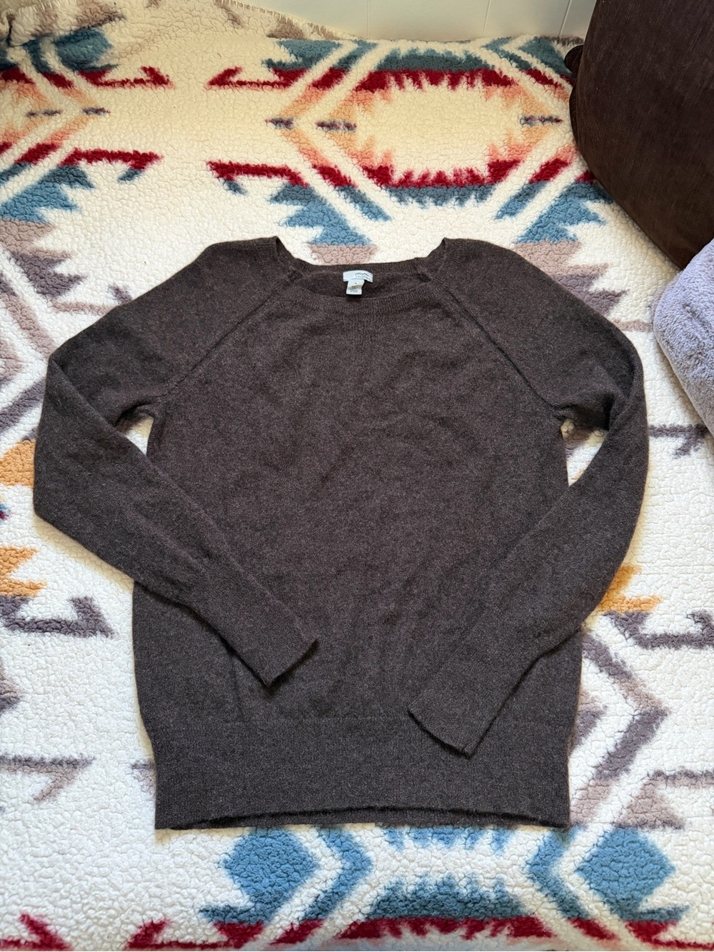 Halogen Dark Brown Crewneck cashmere Sweater